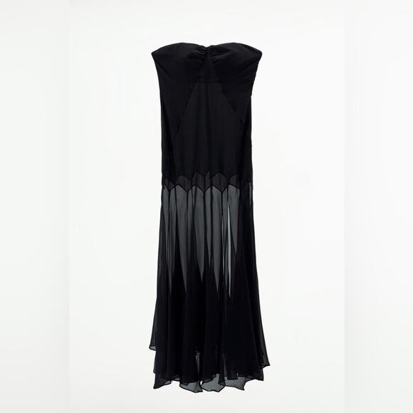 Zara Black SEMI SHEER STRAPLESS DRESS Size Medium - Picture 6 of 15